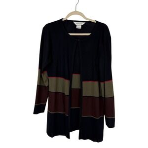 Exclusively Misook Color Block Cardigan Sweater Black Button Academia Size Small